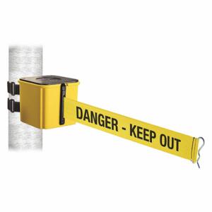 RETRACTA-BELT WH412YW15-DKO-V Retractable Belt Barrier, Yellow With Black Text, Danger - Keep Out, Yellow | CT8ZFN 48VZ75