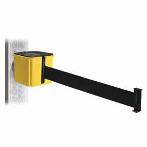 RETRACTA-BELT WH412YW25-BK-MM Retractable Belt Barrier, Black, Yellow, 25 ft Belt Length | CT8YRX 48VY09