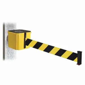 RETRACTA-BELT WH412YW20-BYD-MM Retractable Belt Barrier, Black And Yellow Diagonal Striped, Yellow, 20 ft Belt Length | CT8YPU 48VY85