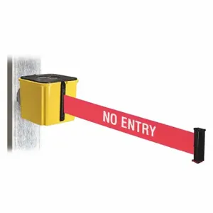 RETRACTA-BELT WH412YW20-NE-MM Retractable Belt Barrier, Red With White Text, No Entry, Yellow, 20 ft Belt Length | CT8ZAZ 48VZ90