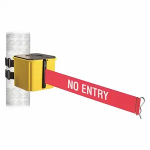 RETRACTA-BELT WH412YW20-NE-V Retractable Belt Barrier, Red With White Text, No Entry, Yellow, 20 ft Belt Length | CT8ZAY 48WA04