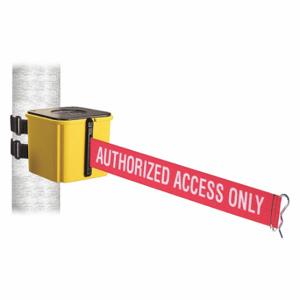 RETRACTA-BELT WH412YW25-AAO-V Retractable Belt Barrier, Red With White Text, Authorized Access Only, Yellow | CT8YZG 48WA32
