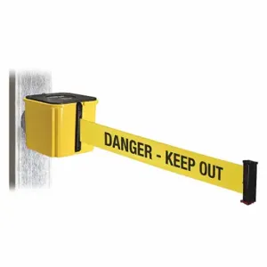 RETRACTA-BELT WH412YW25-DKO-MM Retractable Belt Barrier, Yellow With Black Text, Danger - Keep Out, Yellow | CT8ZFP 48VZ66