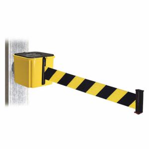 RETRACTA-BELT WH412YW30-BYD-MM Retractable Belt Barrier, Black And Yellow Diagonal Striped, Yellow, 30 ft Belt Length | CT8YPX 48VY89