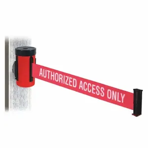 RETRACTA-BELT WH700RD-AAO-MM Retractable Belt Barrier, Red With White Text, Authorized Access Only, Powder Coated | CT8YYU 48WA11