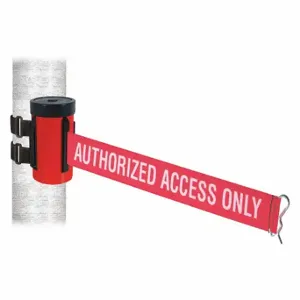 RETRACTA-BELT WH700RD-AAO-V Retractable Belt Barrier, Red With White Text, Authorized Access Only, Powder Coated | CT8YYV 48WA24