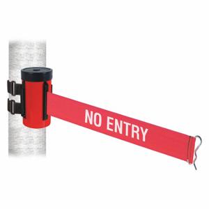 RETRACTA-BELT WH700RD-NE-V Retractable Belt Barrier, Red With White Text, No Entry, Powder Coated, 10 ft Belt Length | CT8ZAE 48VZ97