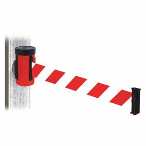 RETRACTA-BELT WH700RD-RWD-MM Retractable Belt Barrier, Red And White Diagonal Striped, Powder Coated | CT8YWT 48VZ06