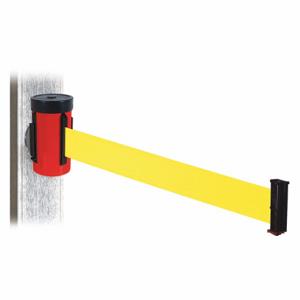 RETRACTA-BELT WH700RD-YW-MM Retractable Belt Barrier, Yellow, Powder Coated, 10 ft Belt Length | CT8ZHC 48VY53
