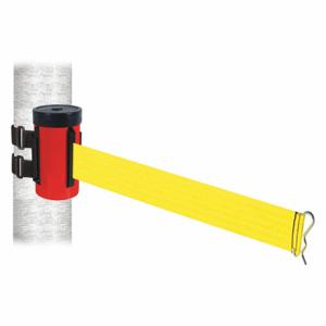 RETRACTA-BELT WH700RD-YW-V Retractable Belt Barrier, Yellow, Powder Coated, 10 ft Belt Length | CT8ZHE 48VY66