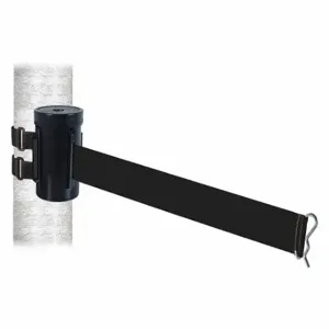 RETRACTA-BELT WH700SB-BK-V Retractable Belt Barrier, Black, Powder Coated, 10 ft Belt Length | CT8YQZ 48VY12