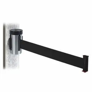 RETRACTA-BELT WH700SS-BK-MM Retractable Belt Barrier, Black, Satin Stainless Steel, 10 ft Belt Length | CT8ZKJ 48VY03