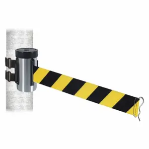 RETRACTA-BELT WH700SS-BYD-V Retractable Belt Barrier, Black And Yellow Diagonal Striped, Satin Stainless Steel | CT8YPP 48VY94