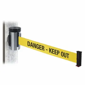 RETRACTA-BELT WH700SS-DKO-MM Retractable Belt Barrier, Yellow With Black Text, Danger - Keep Out, 10 ft Belt Length | CT8ZEE 48VZ60