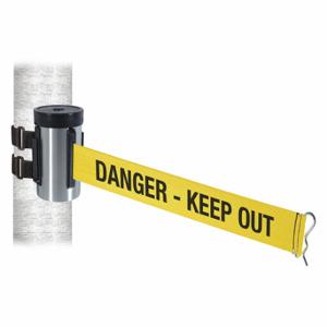 RETRACTA-BELT WH700SS-DKO-V Retractable Belt Barrier, Yellow With Black Text, Danger - Keep Out, 10 ft Belt Length | CT8ZEF 48VZ73