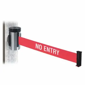 RETRACTA-BELT WH700SS-NE-MM Retractable Belt Barrier, Red With White Text, No Entry, Satin Stainless Steel | CT8ZAV 48VZ86