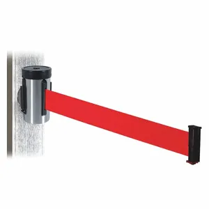 RETRACTA-BELT WH700SS-RD-MM Retractable Belt Barrier, Red, Satin Stainless Steel, 10 ft Belt Length | CT8ZDB 48VY29