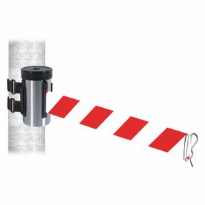 RETRACTA-BELT WH700SS-RWD-V Retractable Belt Barrier, Red And White Diagonal Striped, Satin Stainless Steel | CT8YXP 48VZ21