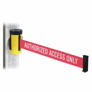 RETRACTA-BELT WH700YW-AAO-MM Retractable Belt Barrier, Red With White Text, Authorized Access Only, Powder Coated | CT8YYW 48WA10