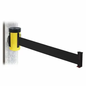 RETRACTA-BELT WH700YW-BK-MM Retractable Belt Barrier, Black, Powder Coated, 10 ft Belt Length | CT8YRB 48VX99