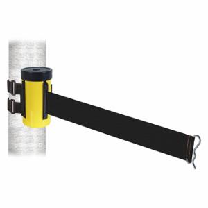 RETRACTA-BELT WH700YW-BK-V Retractable Belt Barrier, Black, Powder Coated, 10 ft Belt Length | CT8YRA 48VY13