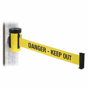 RETRACTA-BELT WH700YW-DKO-MM Retractable Belt Barrier, Yellow With Black Text, Danger - Keep Out, Powder Coated | CT8ZET 48VZ57