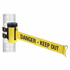 RETRACTA-BELT WH700YW-DKO-V Retractable Belt Barrier, Yellow With Black Text, Danger - Keep Out, Powder Coated | CT8ZEQ 48VZ70