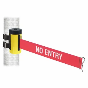 RETRACTA-BELT WH700YW-NE-V Retractable Belt Barrier, Red With White Text, No Entry, Powder Coated, 10 ft Belt Length | CT8ZAC 48VZ96