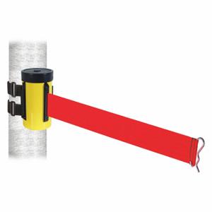 RETRACTA-BELT WH700YW-RD-V Retractable Belt Barrier, Red, Powder Coated, 10 ft Belt Length | CT8ZJQ 48VY39