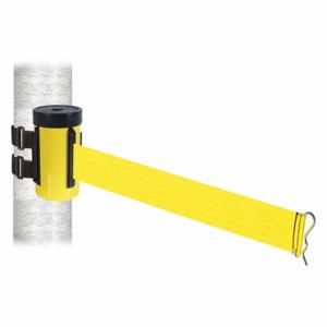 RETRACTA-BELT WH700YW-YW-V Retractable Belt Barrier, Yellow, Powder Coated, 10 ft Belt Length | CT8ZHA 48VY65