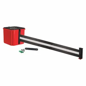 RETRACTA-BELT WM412RD25-BW-RE Retractable Belt Barrier, Black And White Horizontal Striped, Red, 25 ft Belt Length | CT8ZJW 52CZ15