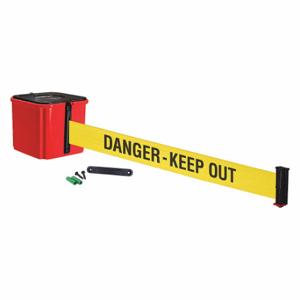 RETRACTA-BELT WM412RD25-DKO-RE Retractable Belt Barrier, Yellow With Black Text, Danger - Keep Out, Red | CT8ZFC 52CZ18