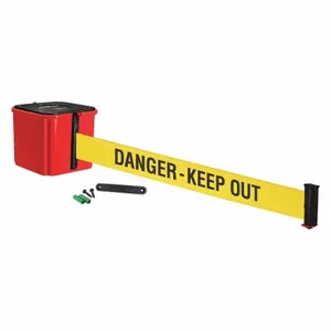 RETRACTA-BELT WM412RD30-DKO-RE Retractable Belt Barrier, Yellow With Black Text, Danger - Keep Out, Red | CT8ZFD 52CZ33