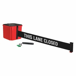 RETRACTA-BELT WM412RD25-TLC-RE Retractable Belt Barrier, Black With White Text, This Lane Closed, Red, 25 ft Belt Length | CT8YQJ 52CZ63