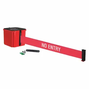 RETRACTA-BELT WM412RD30-NE-RE Retractable Belt Barrier, Red With White Text, No Entry, Red, 30 ft Belt Length | CT8ZAU 52CZ37