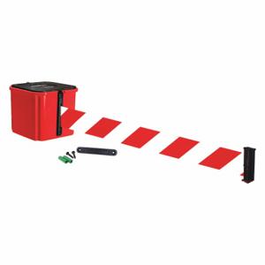 RETRACTA-BELT WM412RD25-RWD-RE Retractable Belt Barrier, Red And White Diagonal Striped, Red, 25 ft Belt Length | CT8YXF 52CZ24