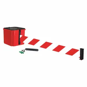 RETRACTA-BELT WM412RD20-RWD-RE Retractable Belt Barrier, Red And White Diagonal Striped, Red, 20 ft Belt Length | CT8YXE 52CZ10