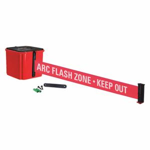 RETRACTA-BELT WM412RD30-ARC-RE Retractable Belt Barrier, Red With White Text, Arc Flash Zone - Keep Out, Red | CT8ZKE 52CZ27