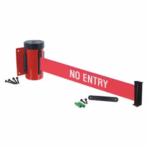 RETRACTA-BELT WM700RD-NE-RE Wall Mounted Retractable Belt Barrier, Red With White Text, No Entry, Red | CT8ZLY 40CK39