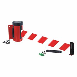 RETRACTA-BELT WM700RD-RWD-RE Wall Mounted Retractable Belt Barrier, Red and White Diagonal Striped, Red | CT8ZKR 40CK40