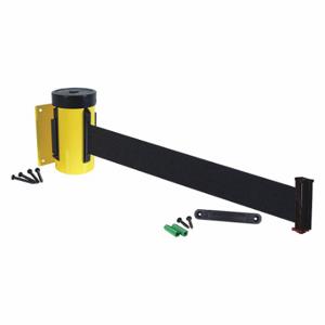 RETRACTA-BELT WM700YW-BK-RE Wall Mounted Retractable Belt Barrier, Black, Yellow, 10 ft Belt Length | CT8ZLW 40CK41