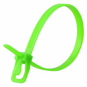 RETYZ EVT-S12FG-TA Releasable Cable Tie, 12 Inch Length, Fluorescent Green, Max. 87 mm Bundle Dia, 100 PK | CT8ZNQ 800EE5