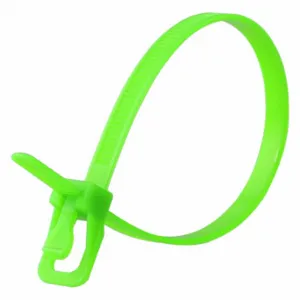 RETYZ EVT-S10FG-TA Releasable Cable Tie, 10 Inch Length, Fluorescent Green, Max. 71 mm Bundle Dia, 100 PK | CT8ZMR 800EC0