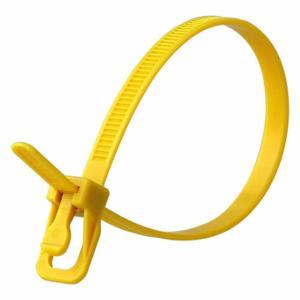 RETYZ EVT-S10YW-TA Releasable Cable Tie, 10 Inch Length, Yellow, Max. 71 mm Bundle Dia | CT8ZNG 800ED7