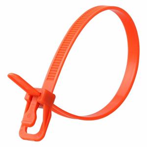RETYZ EVT-S10OR-TA Releasable Cable Tie, 10 Inch Length, Orange, Max. 71 mm Bundle Dia | CT8ZNA 800ED1