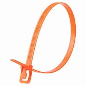 RETYZ PRT-S36FO-PA Releasable Cable Tie, 36 Inch Length, Fluorescent Orange, Max. 280 mm Bundle Dia, 50 PK | CT8ZTM 800EM6