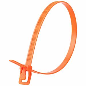 RETYZ WKT-S18FO-TA Releasable Cable Tie, 18 Inch Length, Fluorescent Orange, Max. 132 mm Bundle Dia, 100 PK | CT8ZRN 800ET3
