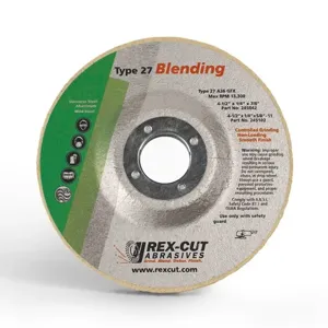 REX CUT 245042 Blending Disc, 4-1/2 x 1/4 x 7/8 Inch Size, Aluminum Oxide Coarse, SS | CM7ZGX