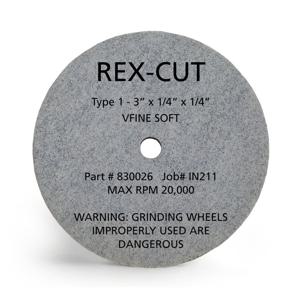 REX CUT 830026 Grinding Wheel, Cotton Fiber High Speed, 3 x 1/4 x 1/4 Inch Size, Type 1, Soft, 20000 RPM | CM7ZGQ