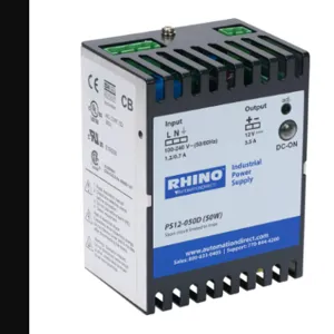 RHINO PS12-050D Switching Power Supply, 12 VDC At 3.5A/42W, 120/240 VAC Nominal Input, 1-Phase, Enclosed | CV7VMN